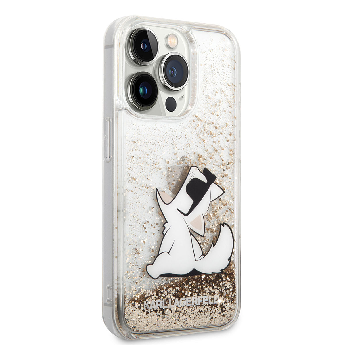 Karl Lagerfeld iPhone 14 Pro Kılıf Sıvılı Simli Choupette Dizayn Telefon Kılıfı - 8