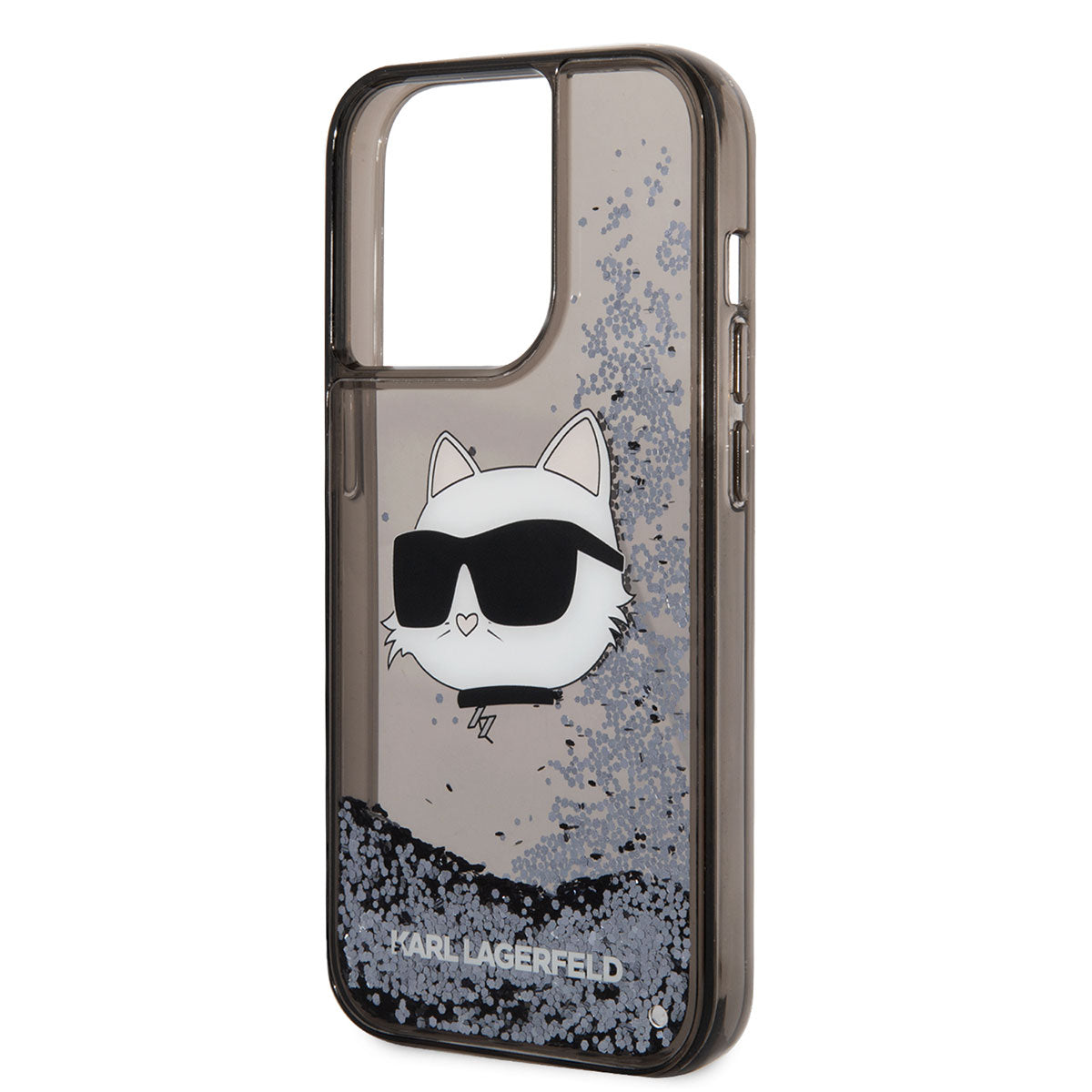 Karl Lagerfeld iPhone 14 Pro Kılıf Sıvılı Simli Choupette Head Dizayn Kapak - 6