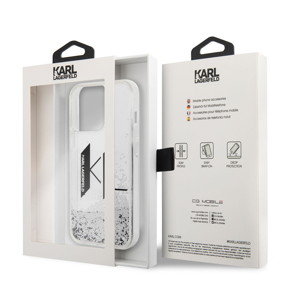 Karl Lagerfeld iPhone 14 Pro Kılıf Sıvılı Simli Dizayn Telefon Kılıfı - 4