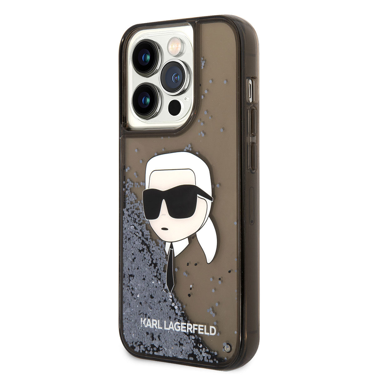 Karl Lagerfeld iPhone 14 Pro Kılıf Sıvılı Simli Karl Head Dizayn Telefon Kılıfı - 2