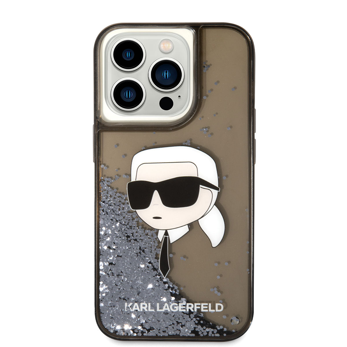 Karl Lagerfeld iPhone 14 Pro Kılıf Sıvılı Simli Karl Head Dizayn Telefon Kılıfı - 3