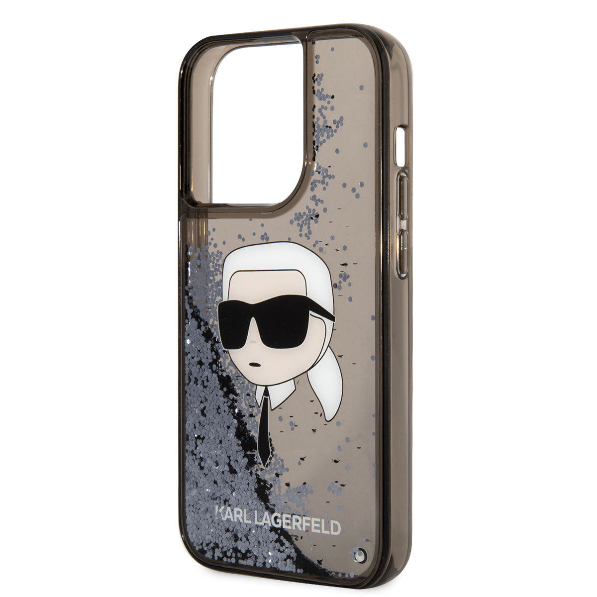 Karl Lagerfeld iPhone 14 Pro Kılıf Sıvılı Simli Karl Head Dizayn Telefon Kılıfı - 5