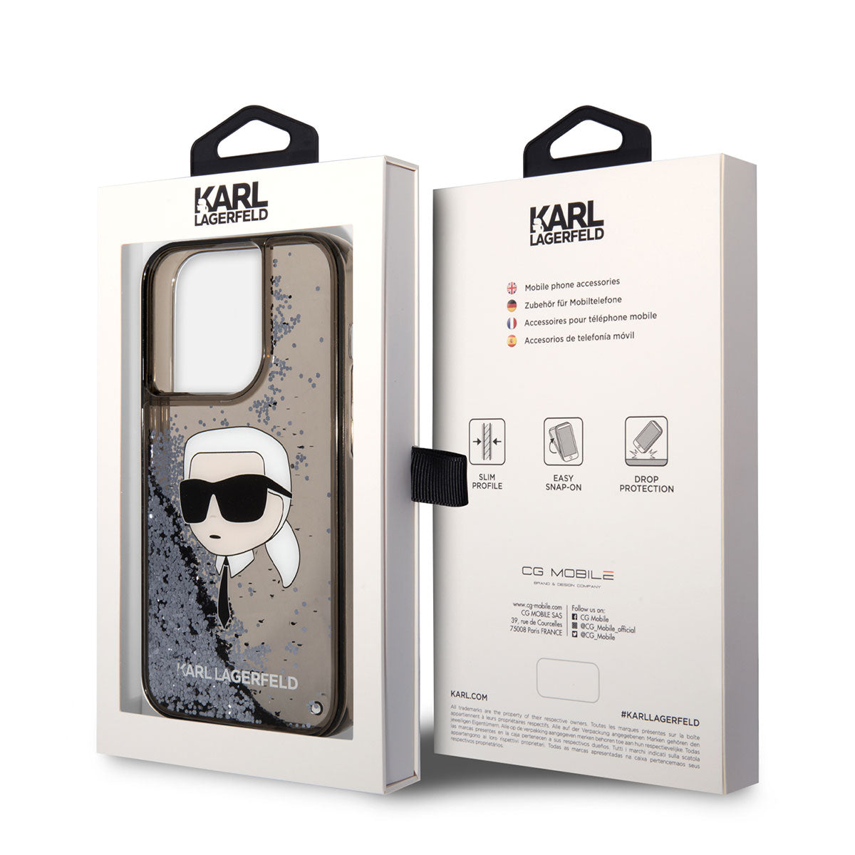 Karl Lagerfeld iPhone 14 Pro Kılıf Sıvılı Simli Karl Head Dizayn Telefon Kılıfı - 7