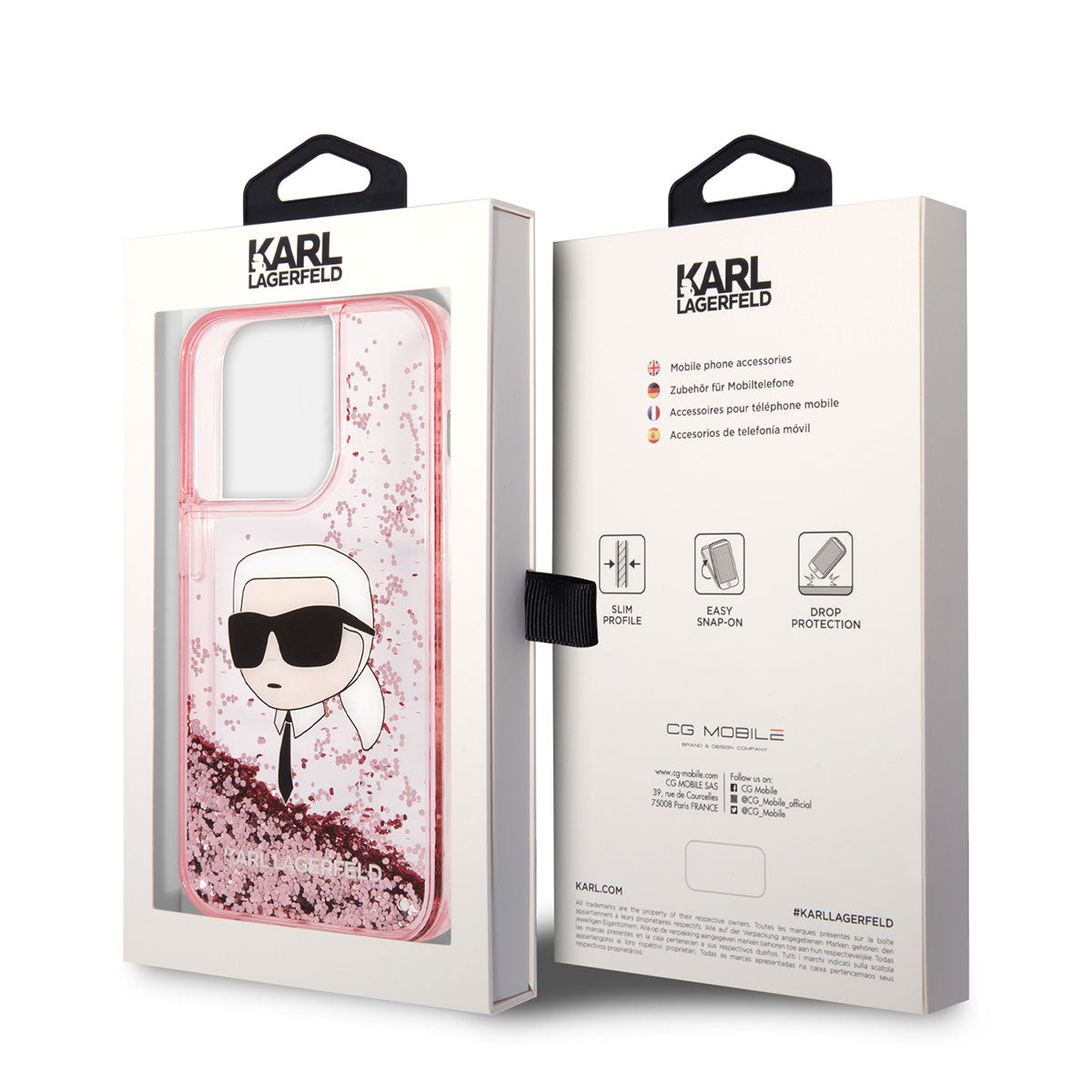 Karl Lagerfeld iPhone 14 Pro Kılıf Sıvılı Simli Karl Head Dizayn Telefon Kılıfı - 12