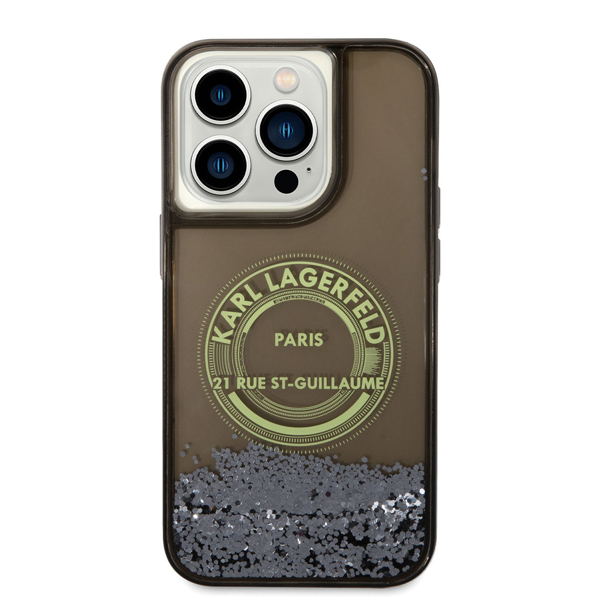Karl Lagerfeld iPhone 14 Pro Kılıf Sıvılı Simli RSG Dizayn Telefon Kılıfı - 4