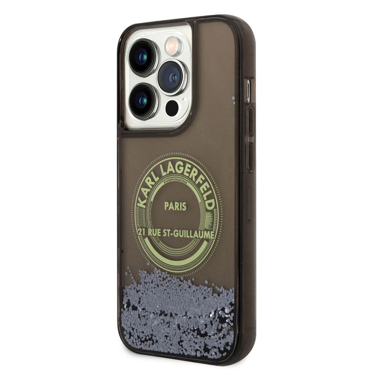 Karl Lagerfeld iPhone 14 Pro Kılıf Sıvılı Simli RSG Dizayn Telefon Kılıfı - 7
