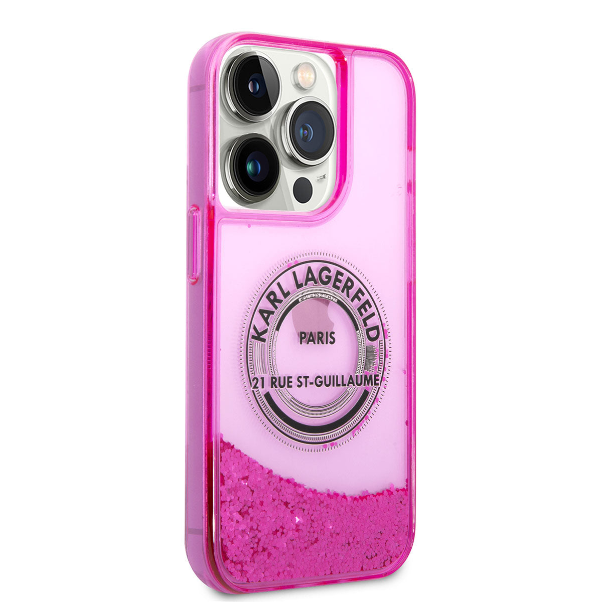Karl Lagerfeld iPhone 14 Pro Kılıf Sıvılı Simli RSG Dizayn Telefon Kılıfı - 8
