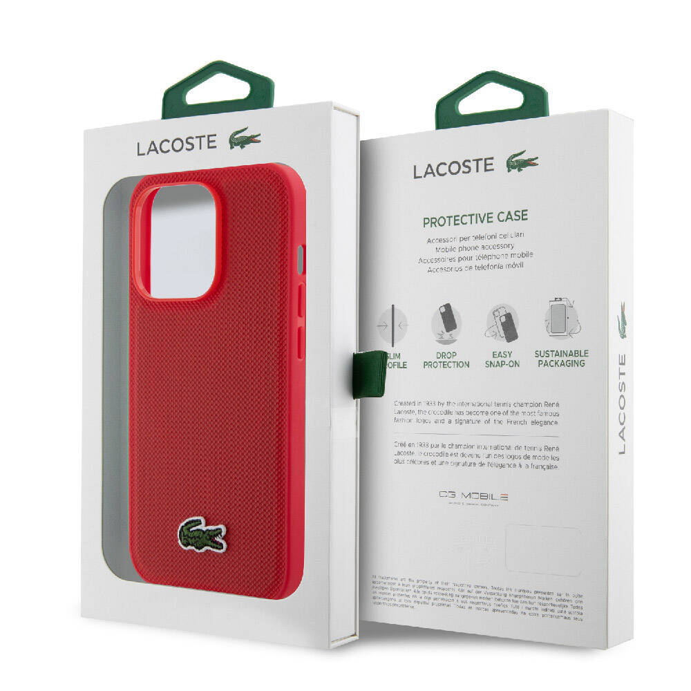 Lacoste iPhone 14 Pro Orjinal Lisanslı PU Pike Desenli Arka Yüzey İkonik Timsah Dokuma Logolu Telefon Kılıfı - 22
