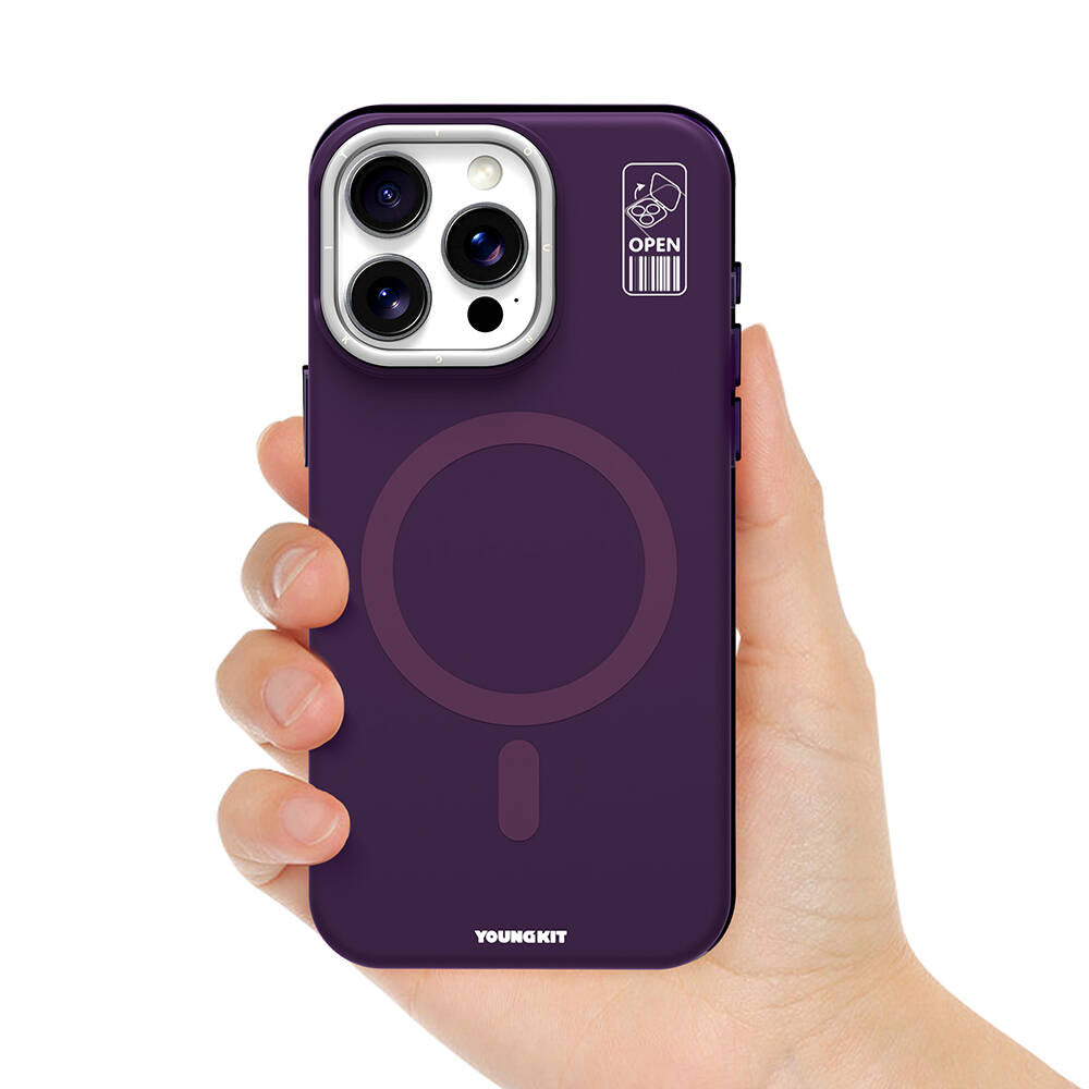 Youngkit Bitty Cream iPhone 14 Pro M-safe Şarj Özellikli Kamera Standlı Kılıf