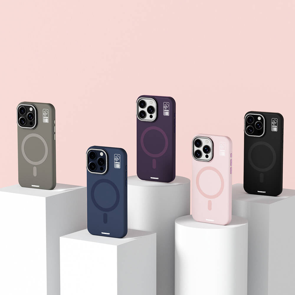 Youngkit Bitty Cream iPhone 14 Pro M-safe Şarj Özellikli Kamera Standlı Kılıf