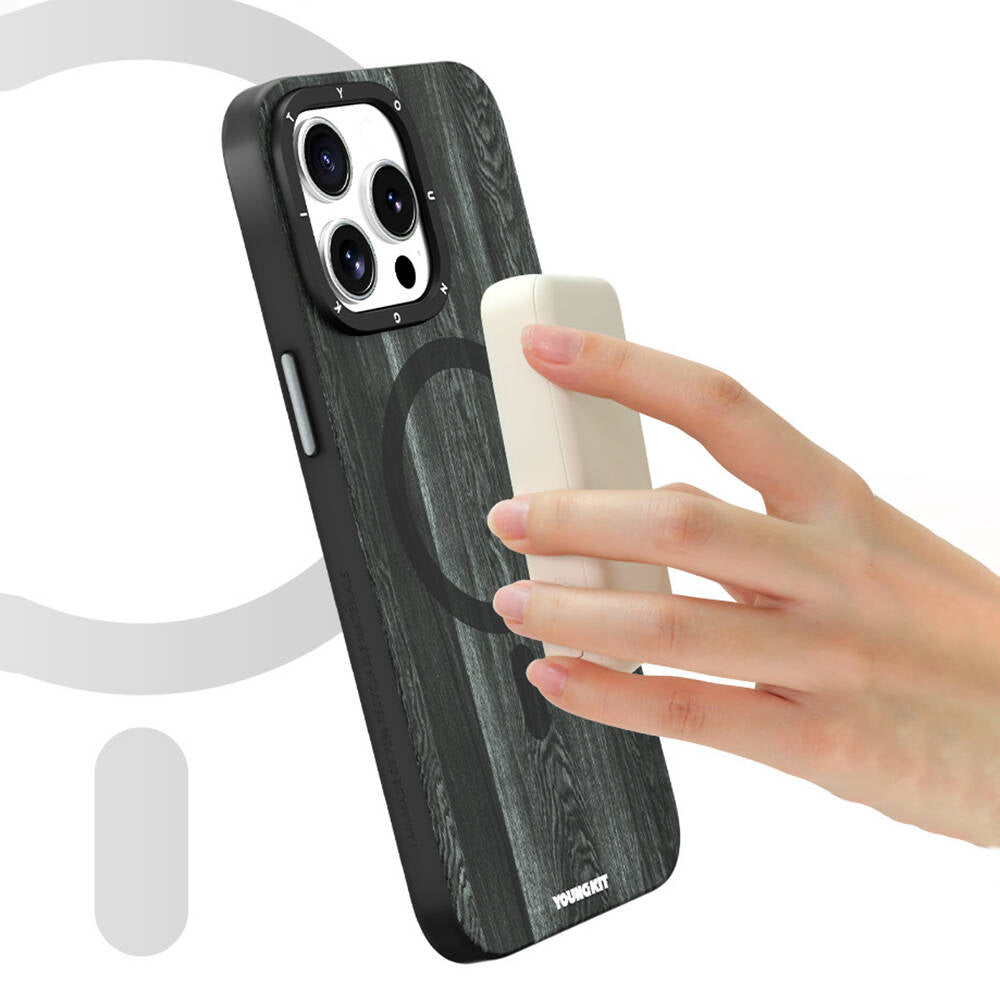 Youngkit Wood Forest Serisi iPhone 14 Pro Magsafe Şarj Özellikli Sararmaya Dayanıklı Telefon Kılıfı - 11