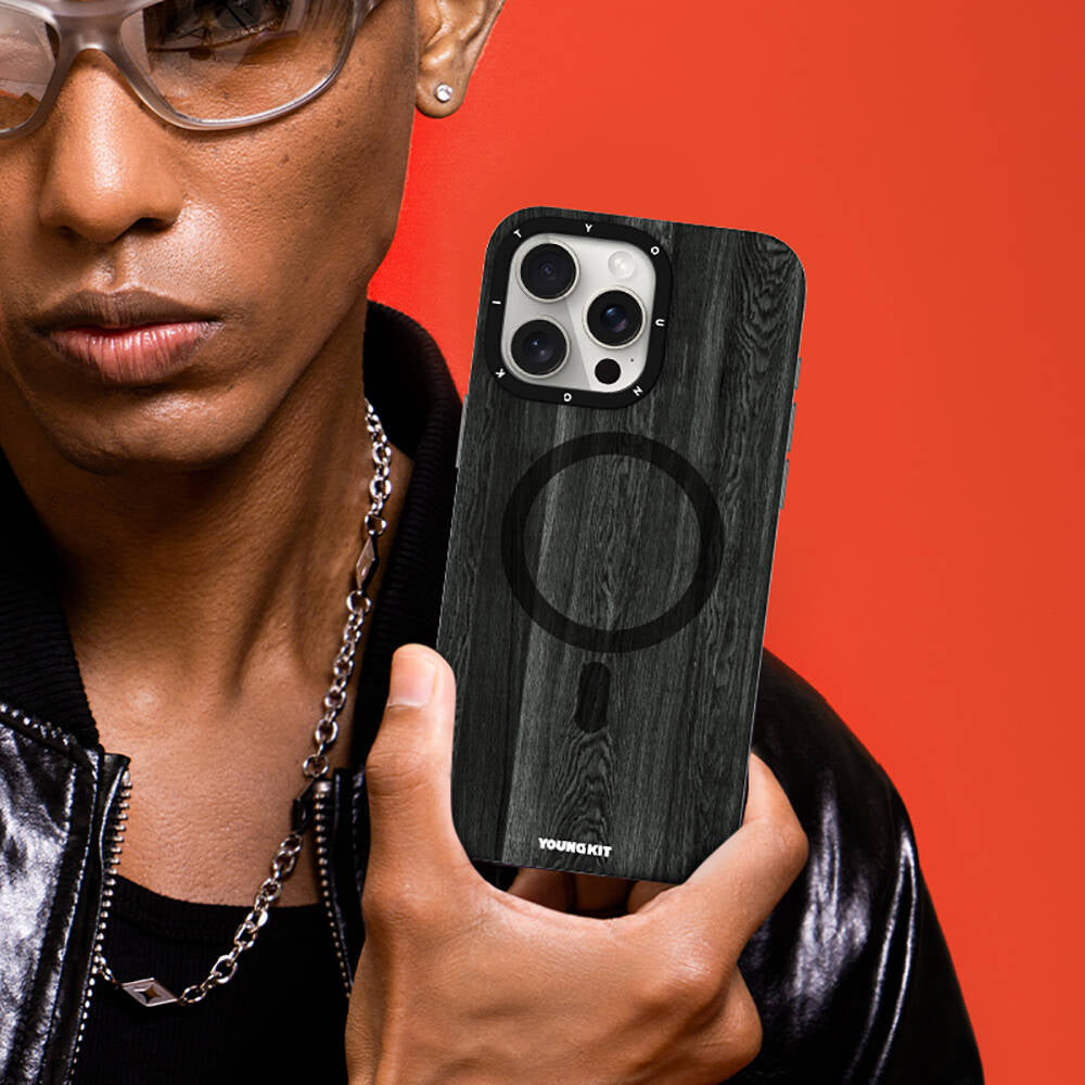 Youngkit Wood Forest Serisi iPhone 14 Pro Magsafe Şarj Özellikli Sararmaya Dayanıklı Telefon Kılıfı - 17