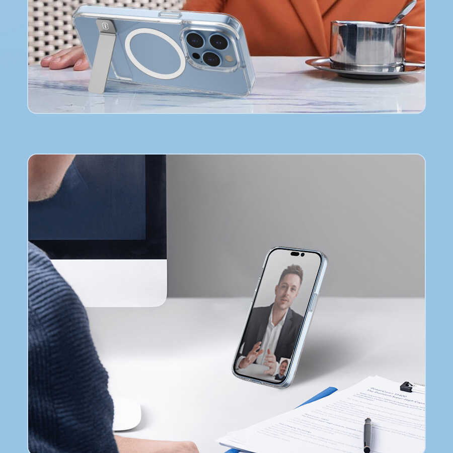iPhone 14 Pro Kılıf Standlı M-safe Wireless Şarj Özellikli Wiwu Aurora Serisi Kılıf - 6