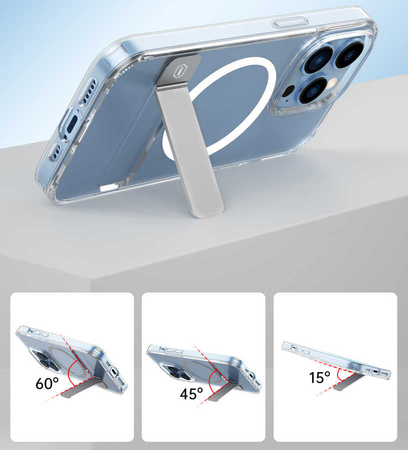 iPhone 14 Pro Kılıf Standlı M-safe Wireless Şarj Özellikli Wiwu Aurora Serisi Kılıf - 3