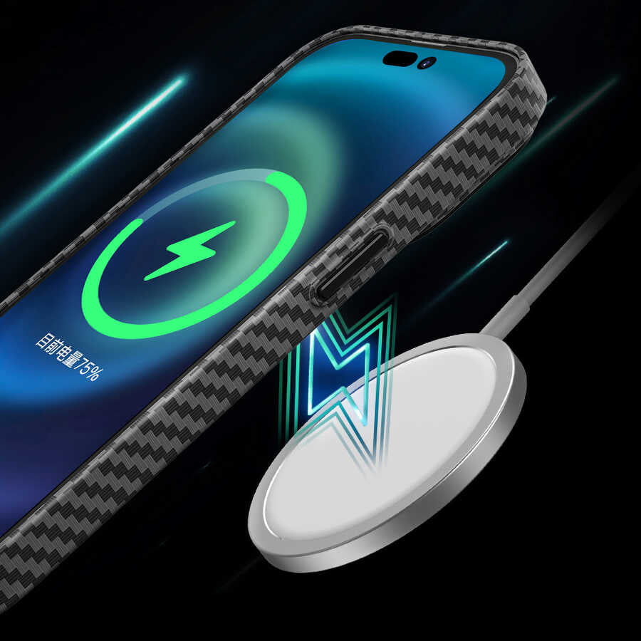 Wiwu iPhone 14 Pro Kılıf Karbon Fiber Görünümlü Magsafe Telefon Kılıfı - 5