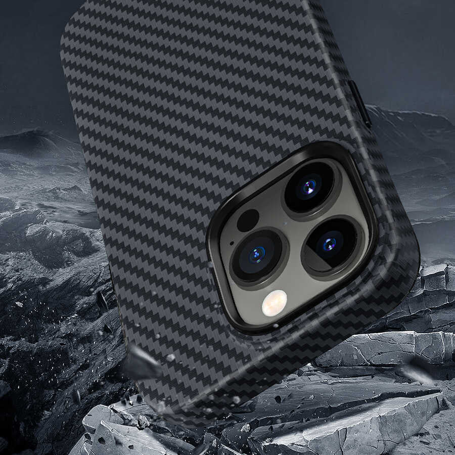 Wiwu iPhone 14 Pro Kılıf Karbon Fiber Görünümlü Magsafe Telefon Kılıfı - 12