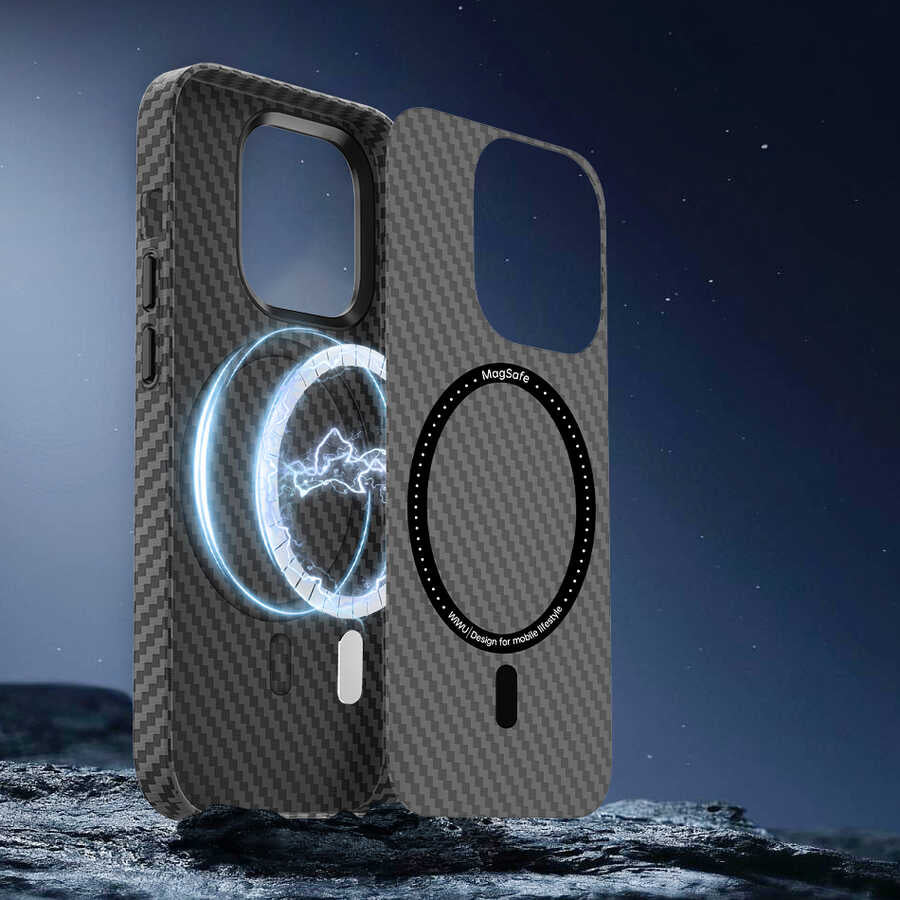 Wiwu iPhone 14 Pro Kılıf Karbon Fiber Görünümlü Magsafe Telefon Kılıfı - 17