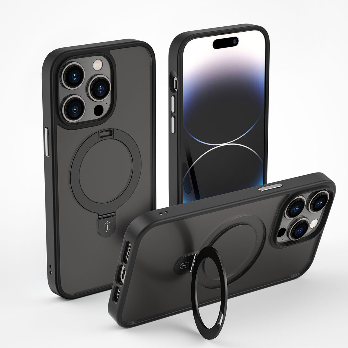 Wiwu ZMM-010 iPhone 14 Pro Kılıf M-safe Şarj Özellikli Parmak İzi Bırakmayan Mat Transparan Standlı Kılıf - 8