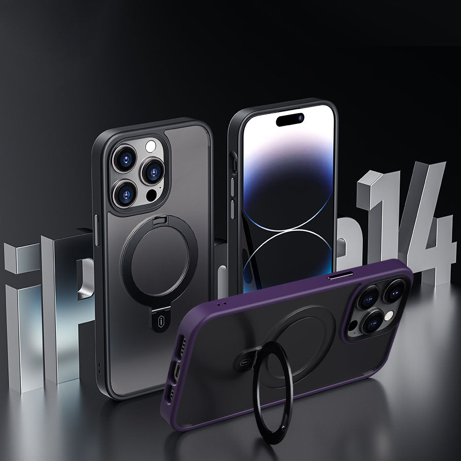 Wiwu ZMM-010 iPhone 14 Pro Kılıf M-safe Şarj Özellikli Parmak İzi Bırakmayan Mat Transparan Standlı Kılıf - 3