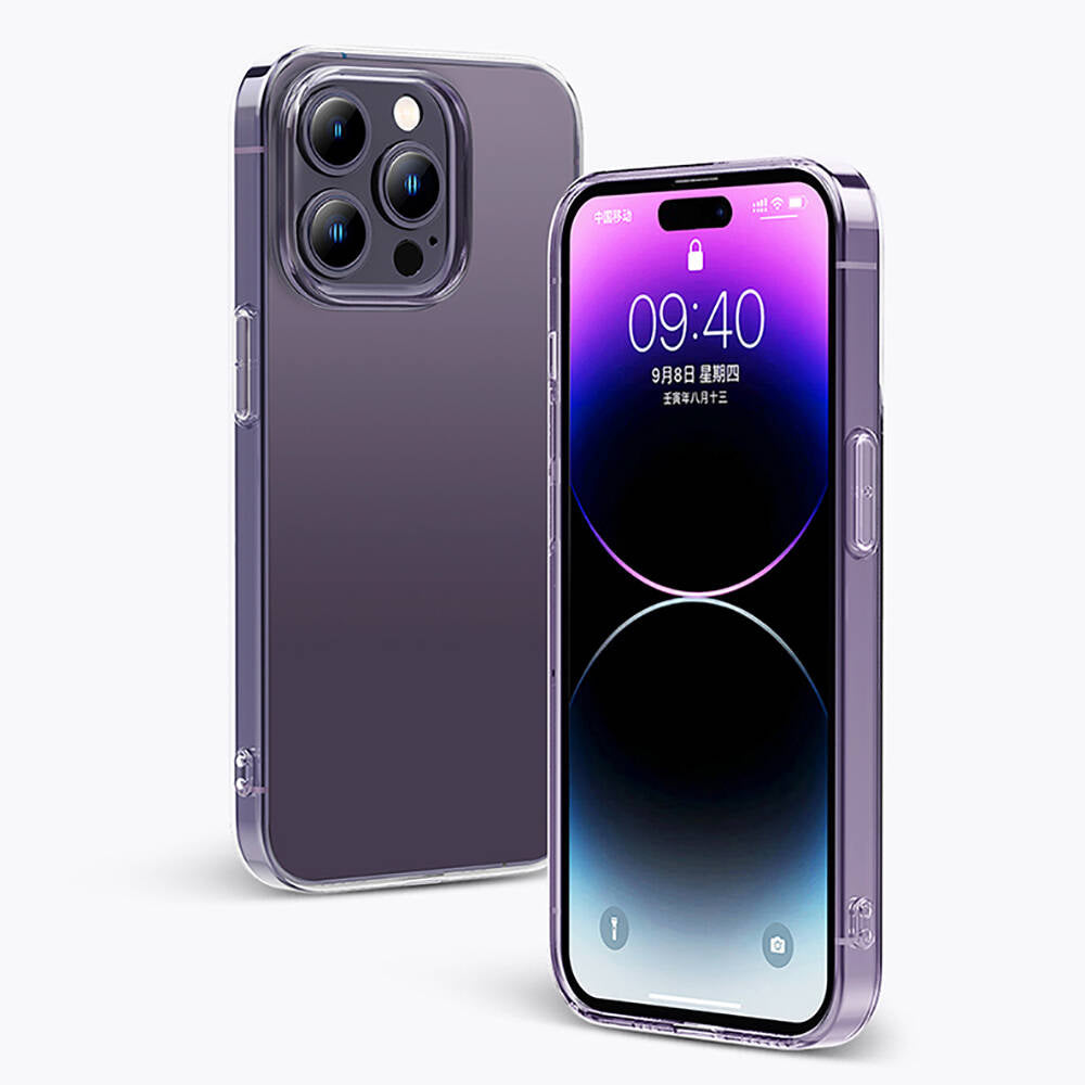 Recci Clarity Serisi iPhone 14 Pro Max Airbagli Şeffaf Darbe Emici Silikon Tasarımlı Kılıf