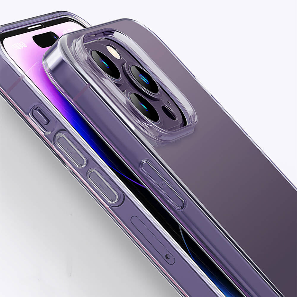 Recci Clarity Serisi iPhone 14 Pro Max Airbagli Şeffaf Darbe Emici Silikon Tasarımlı Kılıf