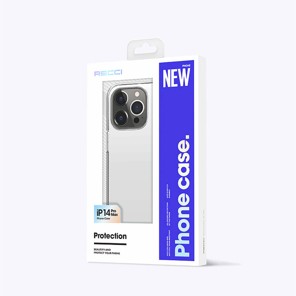 Recci Clarity Serisi iPhone 14 Pro Max Airbagli Şeffaf Darbe Emici Silikon Tasarımlı Kılıf