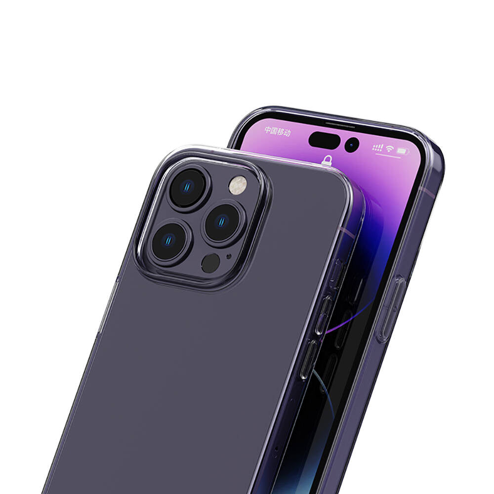 Recci Clarity Serisi iPhone 14 Pro Max Airbagli Şeffaf Darbe Emici Silikon Tasarımlı Kılıf