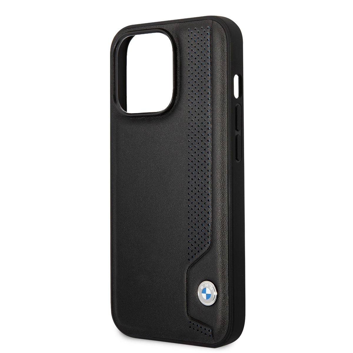 BMW iPhone 14 Pro Max Deri Mavi Noktalı Dizayn Telefon Kılıfı - 5
