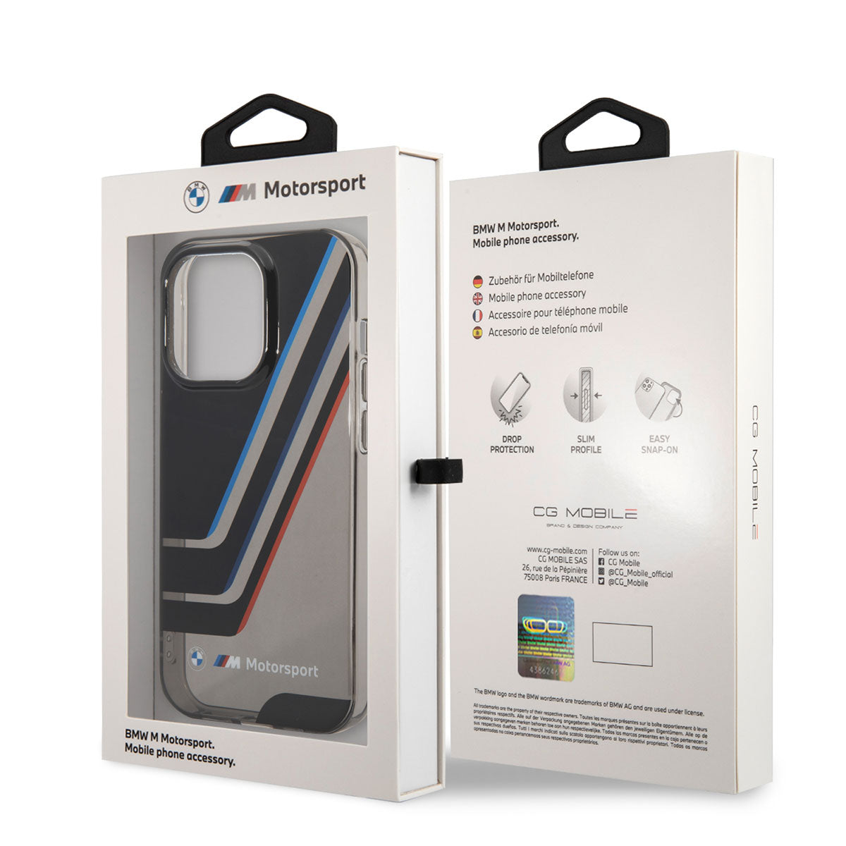 BMW iPhone 14 Pro Max Orjinal Lisanslı Yarı Transparan Çizgili Dizayn Telefon Kılıfı - 3