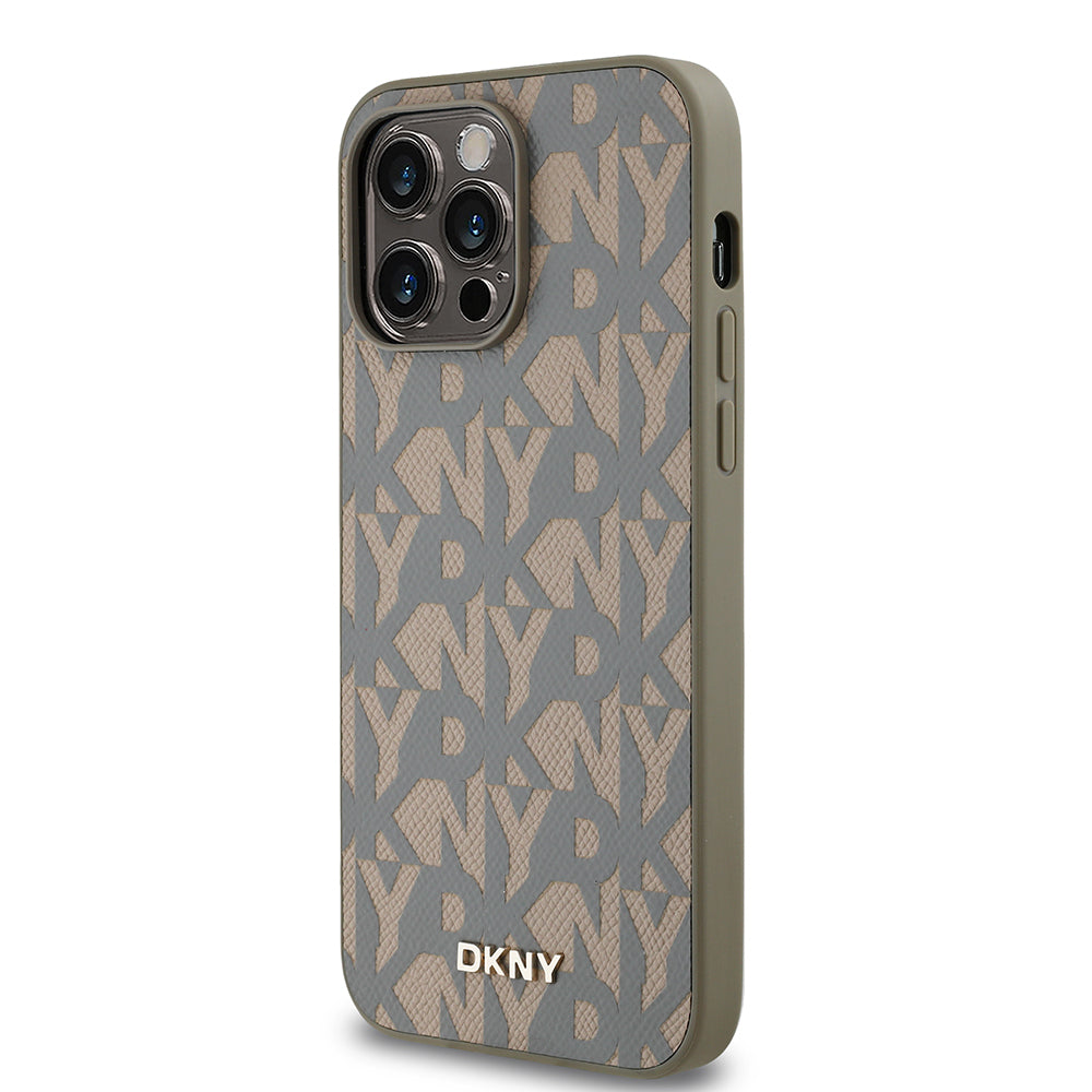 DKNY iPhone 14 Pro Max Orjinal Lisanslı M-safe 3D Yazılı Grid Pattern Kılıf