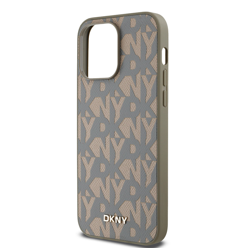 DKNY iPhone 14 Pro Max Orjinal Lisanslı M-safe 3D Yazılı Grid Pattern Kılıf