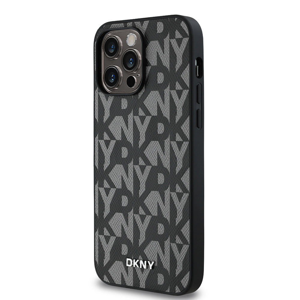 DKNY iPhone 14 Pro Max Orjinal Lisanslı M-safe 3D Yazılı Grid Pattern Kılıf