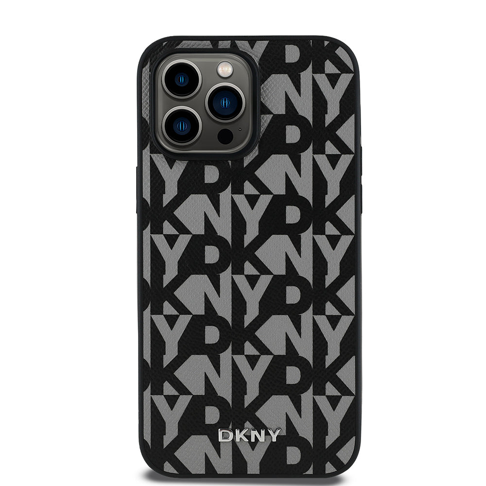 DKNY iPhone 14 Pro Max Orjinal Lisanslı M-safe 3D Yazılı Grid Pattern Kılıf
