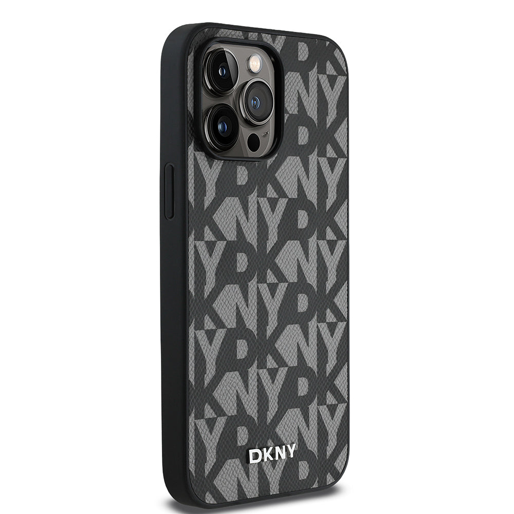 DKNY iPhone 14 Pro Max Orjinal Lisanslı M-safe 3D Yazılı Grid Pattern Kılıf