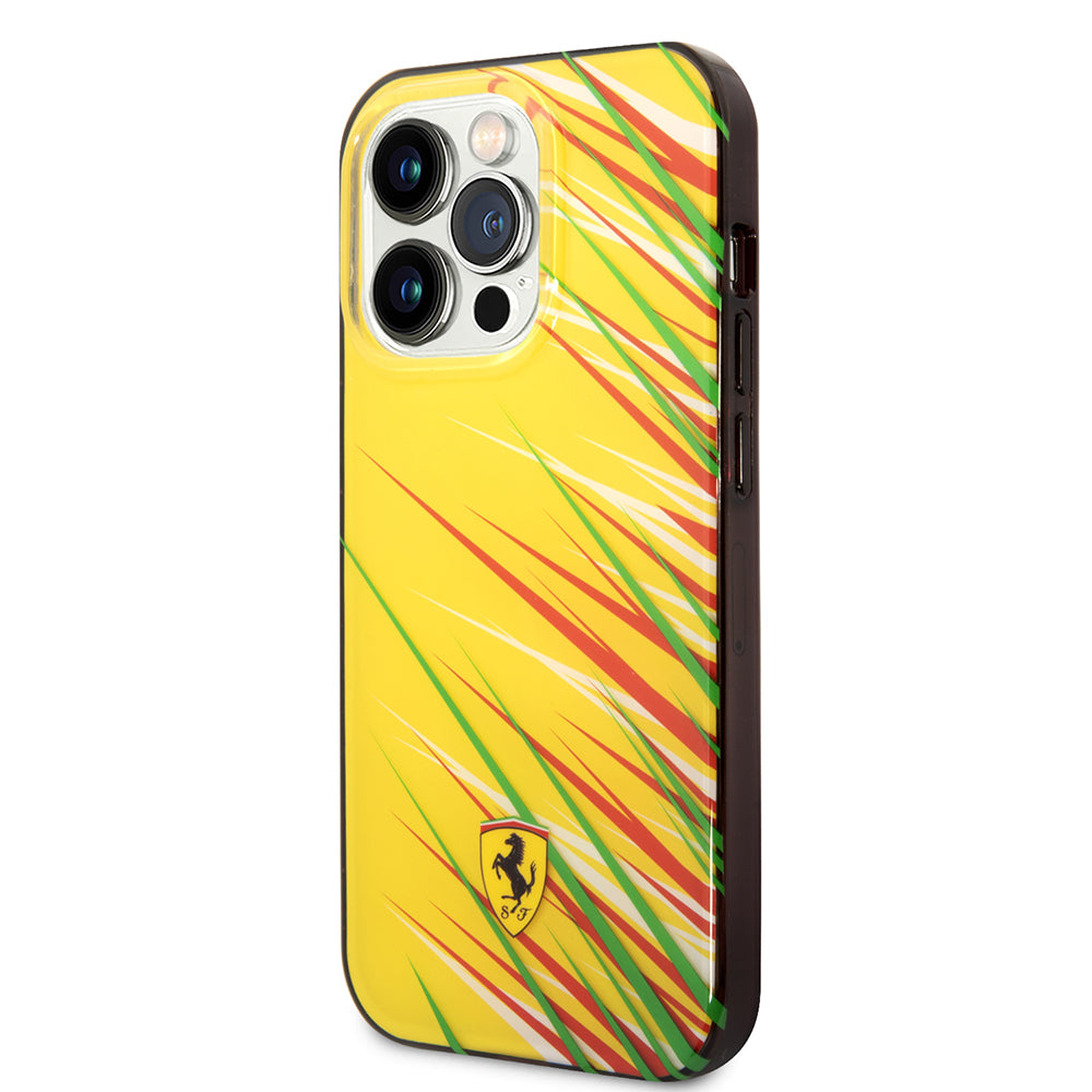 Ferrari iPhone 14 Pro Max Orjinal Lisanslı Baskı Logolu Çimen Desenli Kılıf