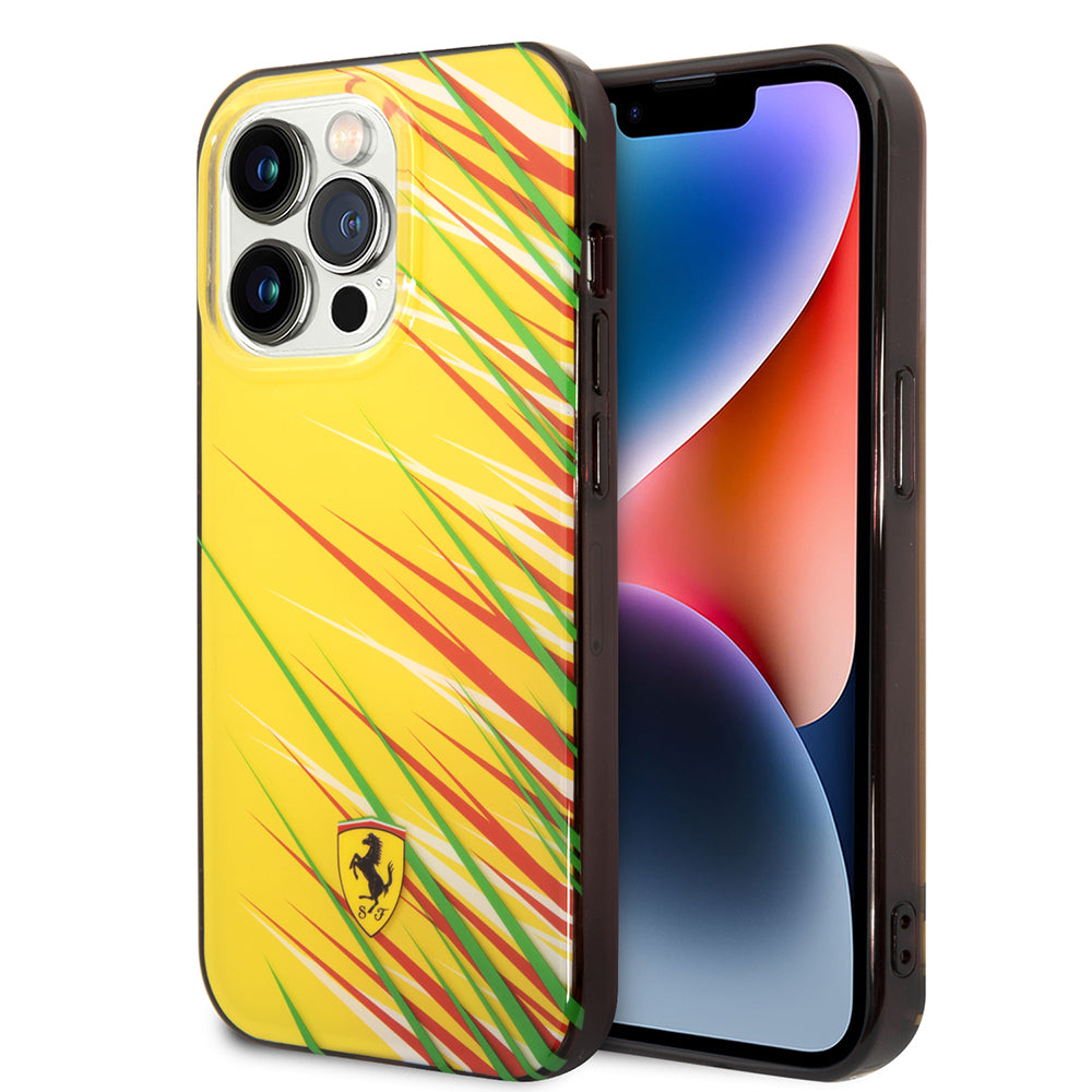 Ferrari iPhone 14 Pro Max Orjinal Lisanslı Baskı Logolu Çimen Desenli Kılıf