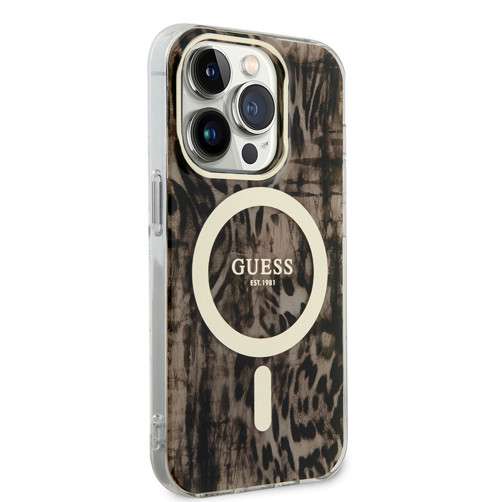 Guess iPhone 14 Pro Max Magsafe Şarj Özellikli Leopar Desenli Telefon Kılıfı - 4