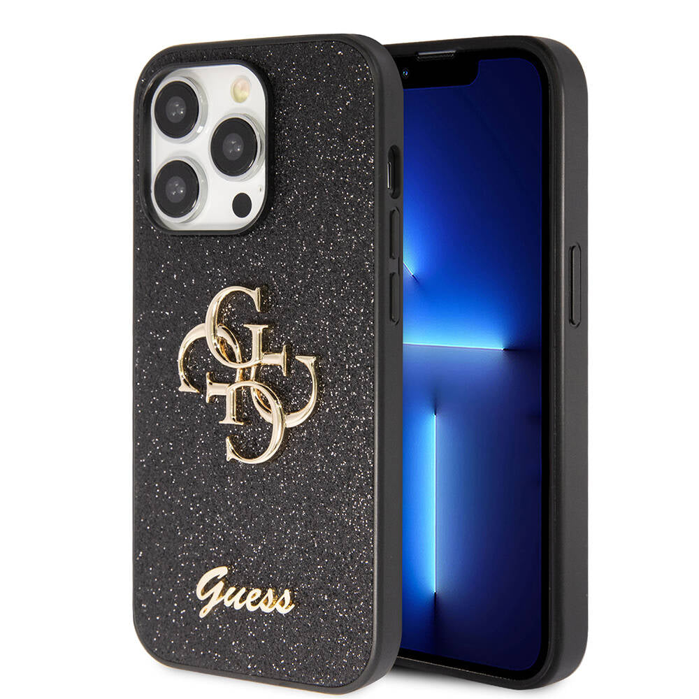 Guess iPhone 14 Pro Max Orjinal Lisanslı 4G Büyük Metal Logolu Glitter Kılıf