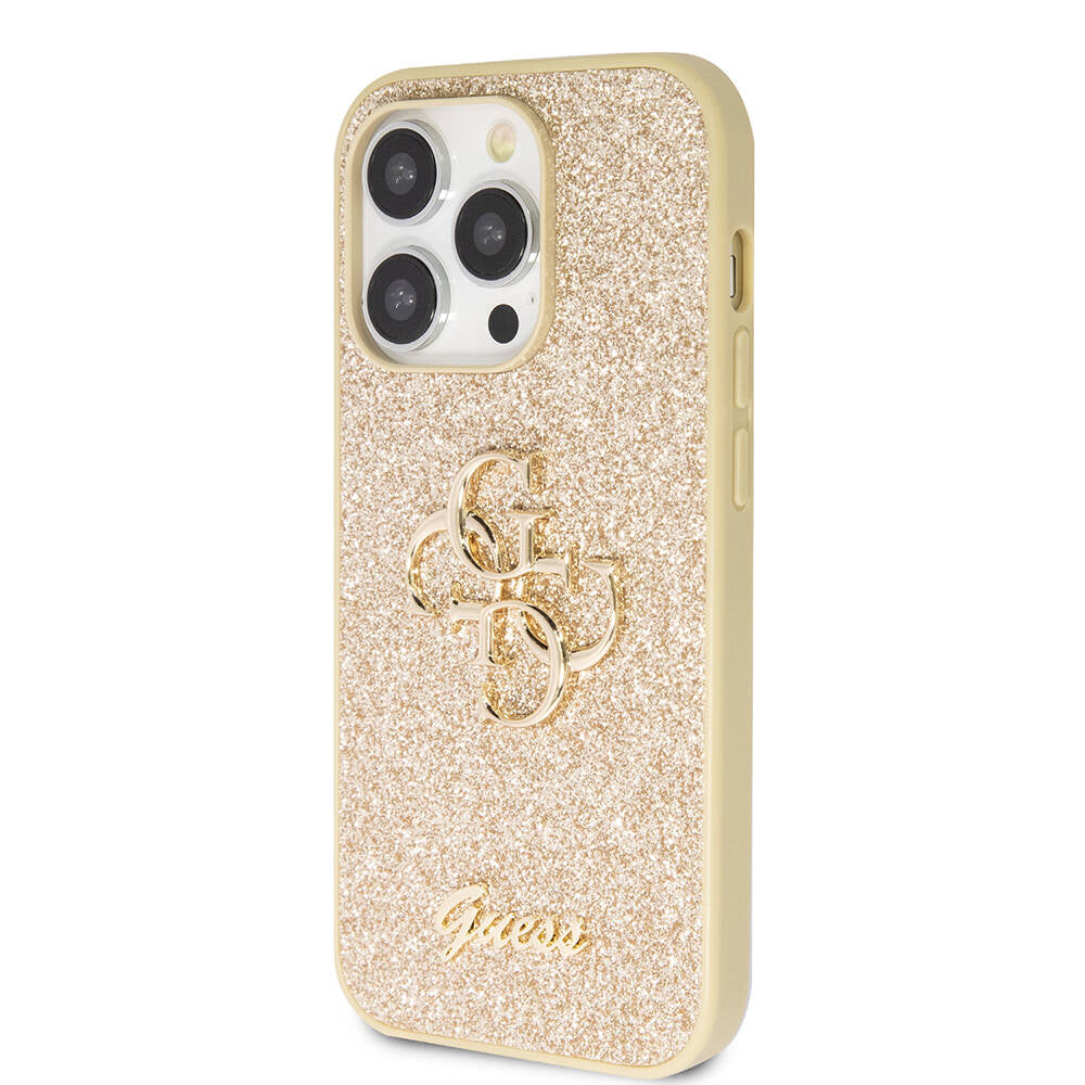Guess iPhone 14 Pro Max Orjinal Lisanslı 4G Büyük Metal Logolu Glitter Kılıf