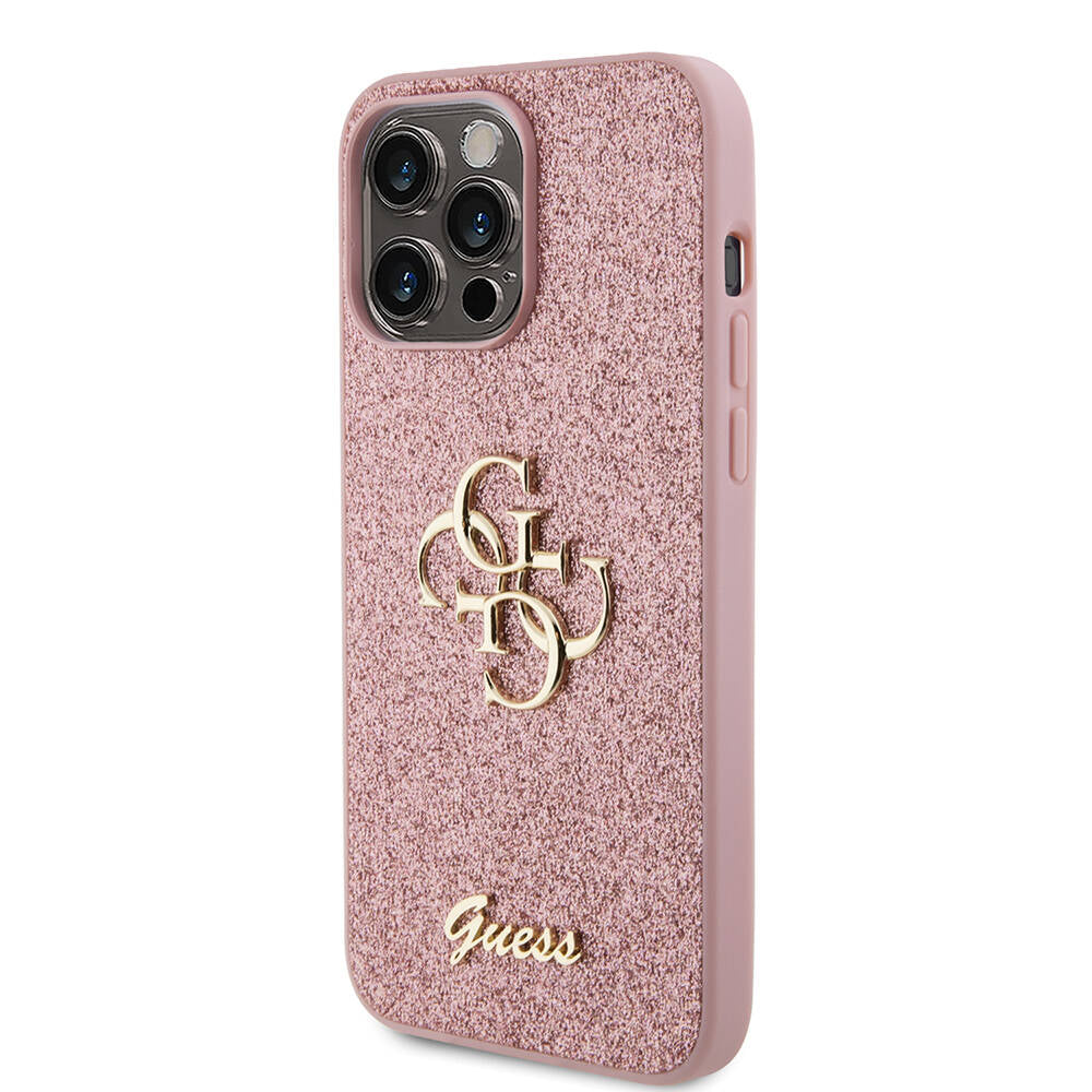 Guess iPhone 14 Pro Max Orjinal Lisanslı 4G Büyük Metal Logolu Glitter Kılıf