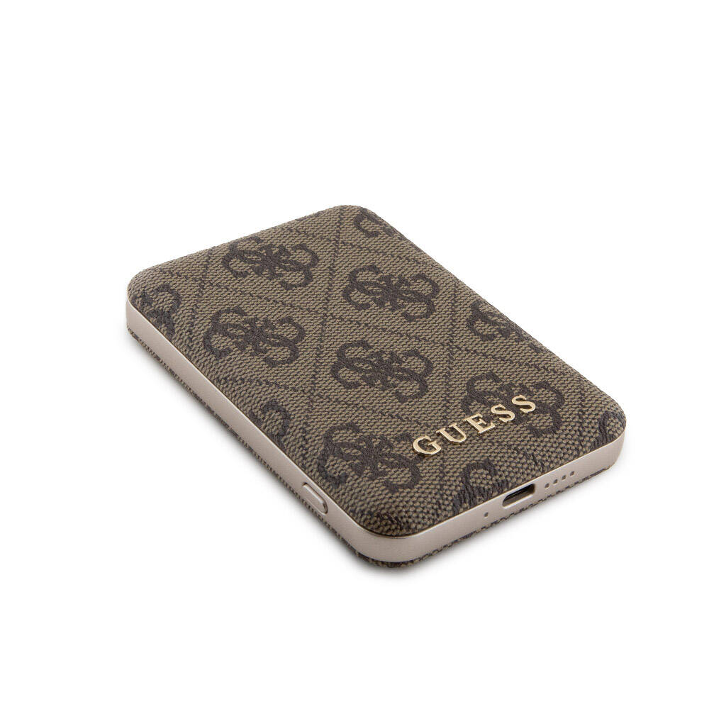 Guess iPhone 14 Pro Max Orjinal Lisanslı Magsafe Şarj Özellikli Yazı Logolu 4G Desenli Telefon Kılıfı + Powerbank 5000mAh 2in1 Set - 22