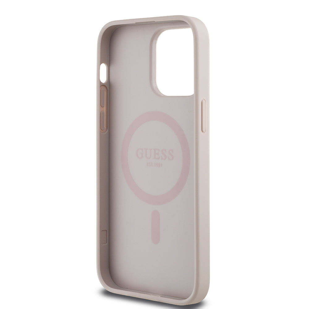 Guess iPhone 14 Pro Max Orjinal Lisanslı M-safe Şarj Özellikli Yazı Logolu Circle Classic Kılıf