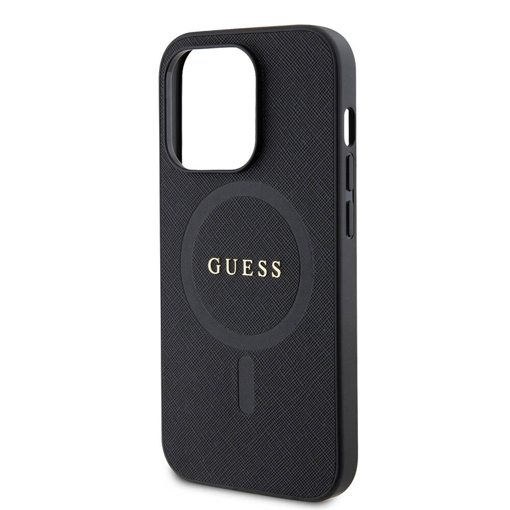 Guess iPhone 14 Pro Max Orjinal Lisanslı M-safe Şarj Özellikli Yazı Logolu Saffiano Kılıf