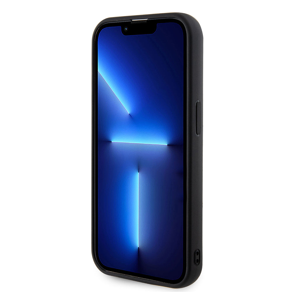 Guess iPhone 14 Pro Max Orjinal Lisanslı PU Deri Metal Yazı Logolu Kapitone Kılıf