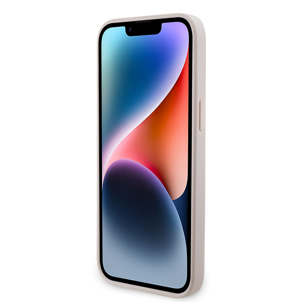 Guess iPhone 14 Pro Max Orjinal Lisanslı PU Deri Taşlı Metal Üçgen Logolu Çapraz Vücut Askılı 4G Desenli Kılıf