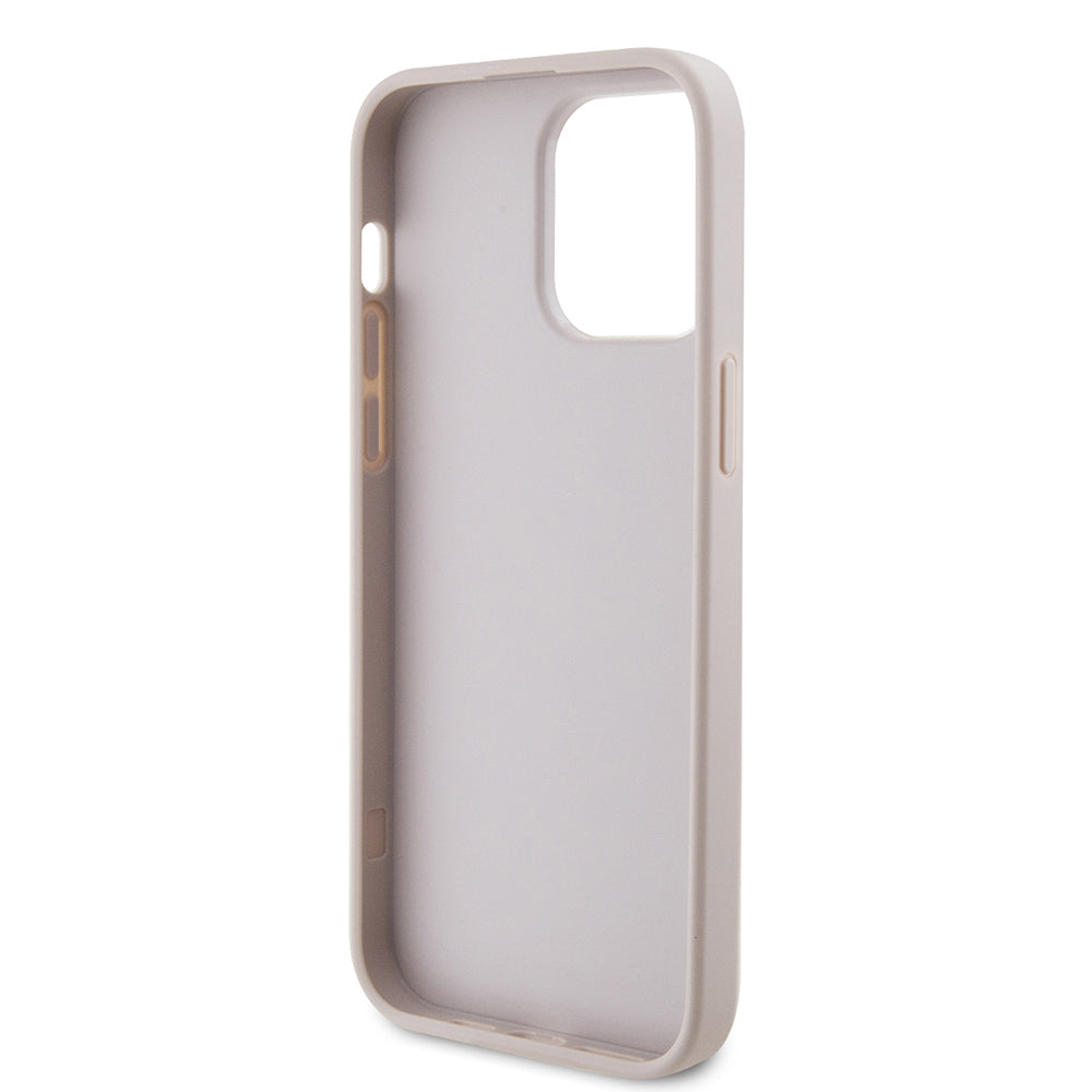 Guess iPhone 14 Pro Max Orjinal Lisanslı PU Deri Taşlı Metal Üçgen Logolu Çapraz Vücut Askılı 4G Desenli Kılıf