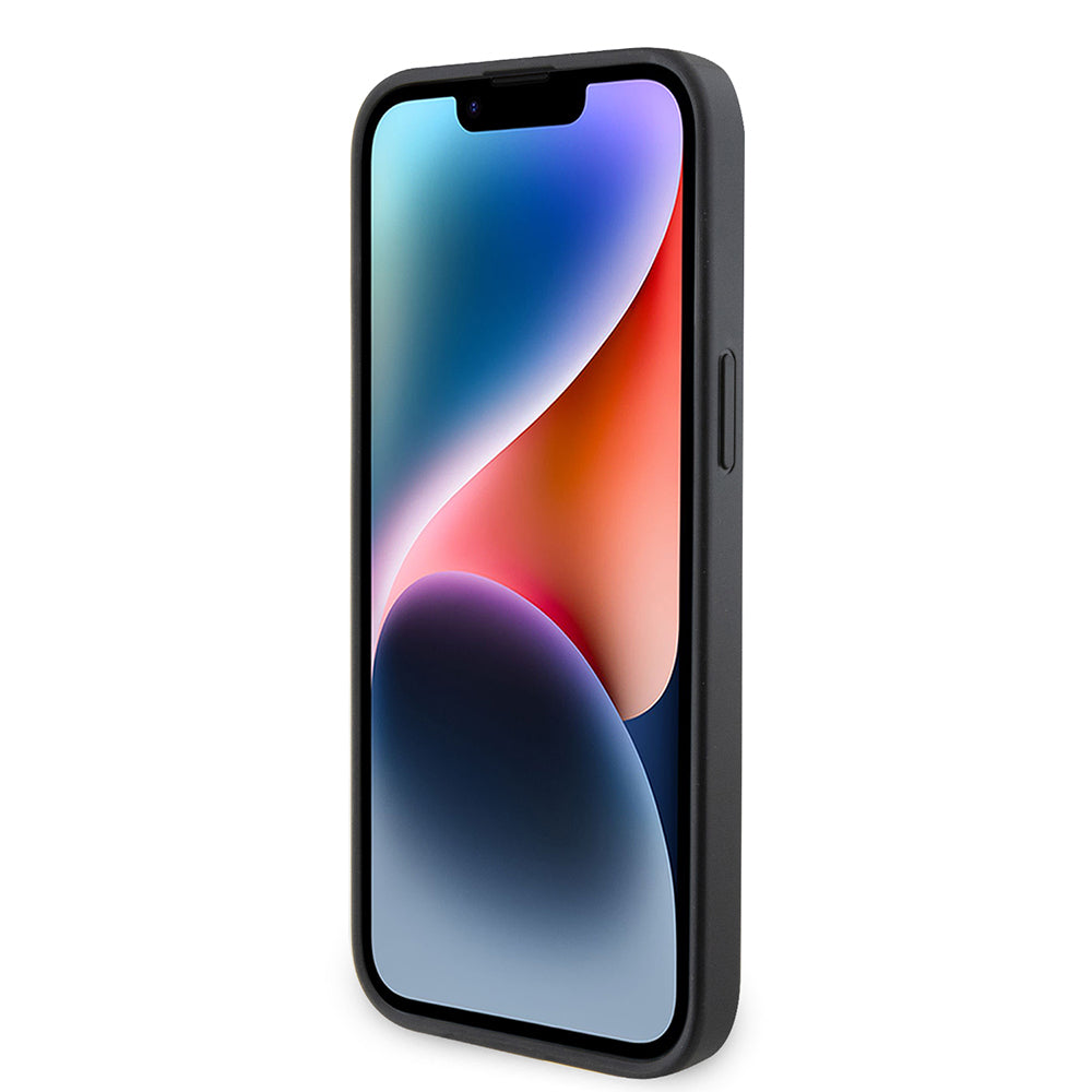 Guess iPhone 14 Pro Max Orjinal Lisanslı PU Deri Taşlı Metal Üçgen Logolu Çapraz Vücut Askılı 4G Desenli Kılıf