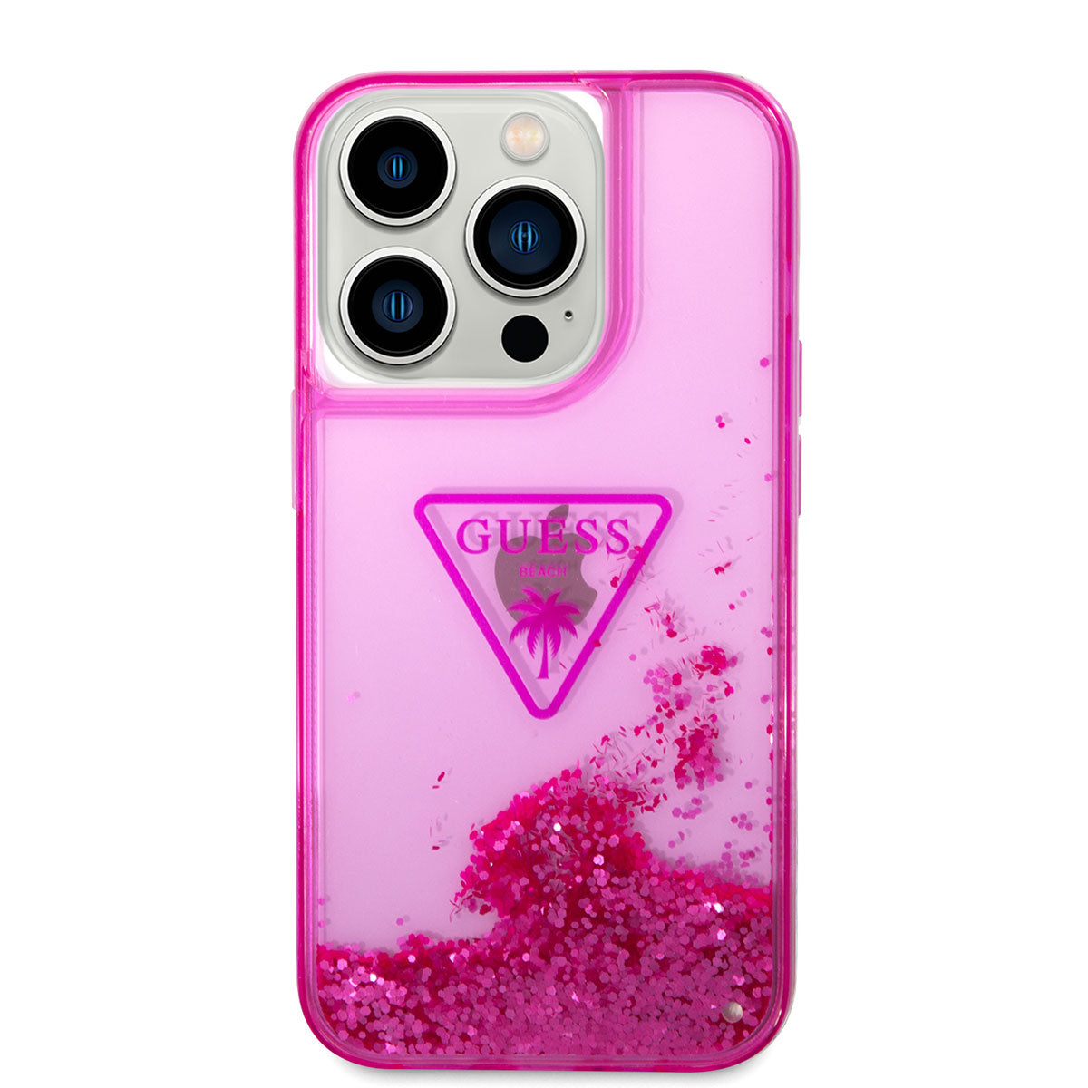 Guess iPhone 14 Pro Max Transparan Sıvılı Simli Dizayn Telefon Kılıfı - 3