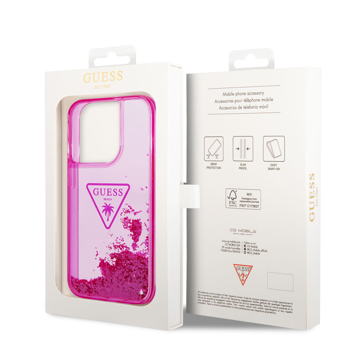 Guess iPhone 14 Pro Max Transparan Sıvılı Simli Dizayn Telefon Kılıfı - 7