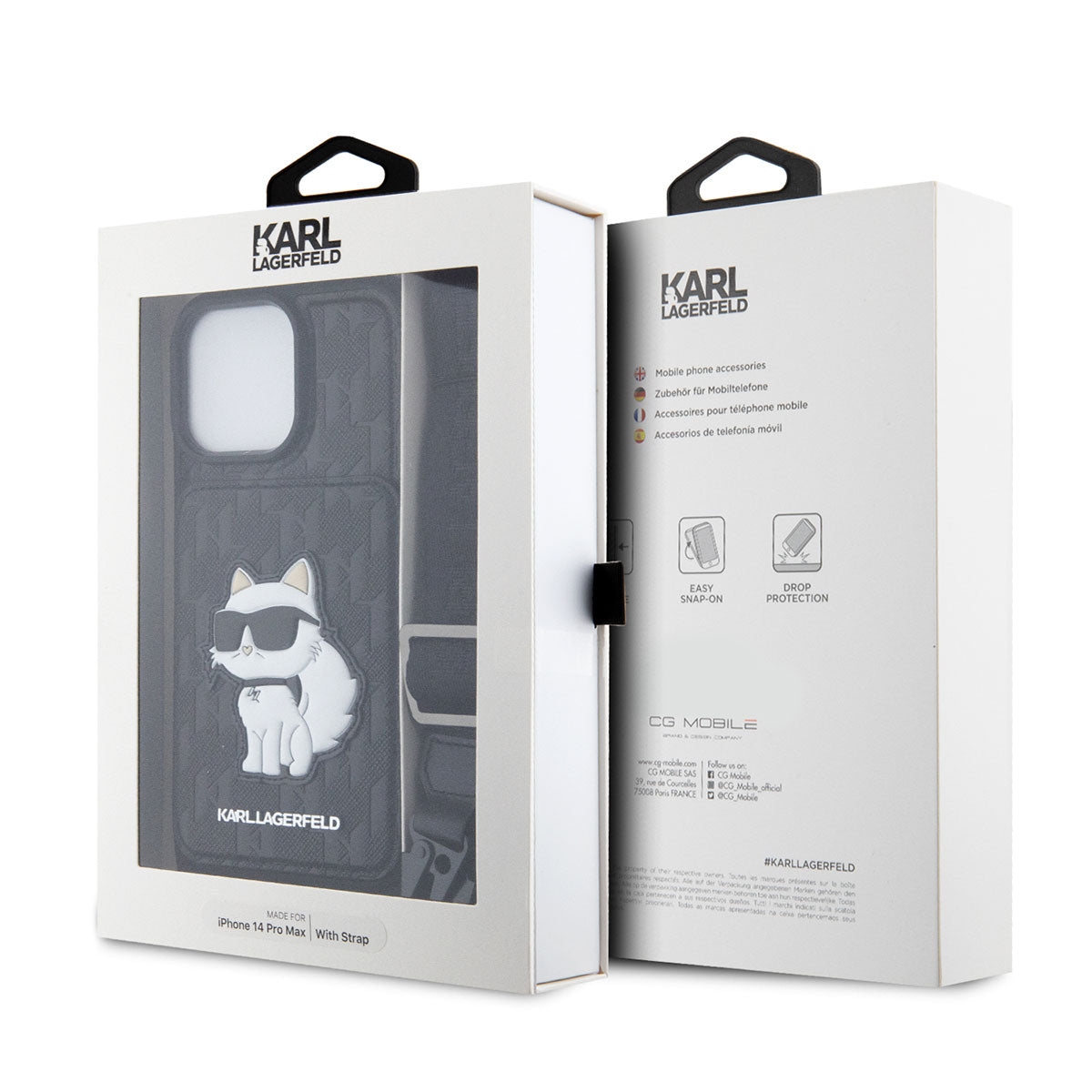 Karl Lagerfeld iPhone 14 Pro Max Kılıf Boyun Askılı Kartlıklı Choupette Dizayn Telefon Kılıfı - 3